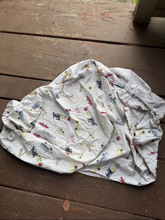 Pottery Barn Kids Other - Pottery Barn Kids White Fitted Sheet with Toy Vehicle Print